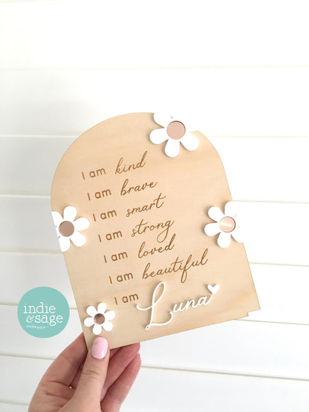 Daily Affirmation Plaque for Girls - Pink Floral Design, Affirmation Sign, Affirmations