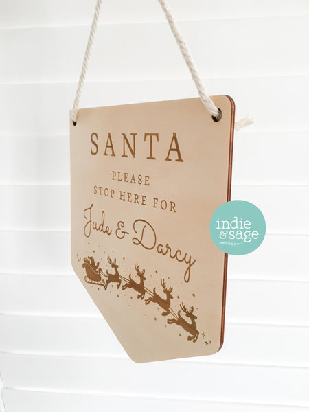 Santa Please Stop Here Personalised Sign - Santa Stop Here Sign Plaque