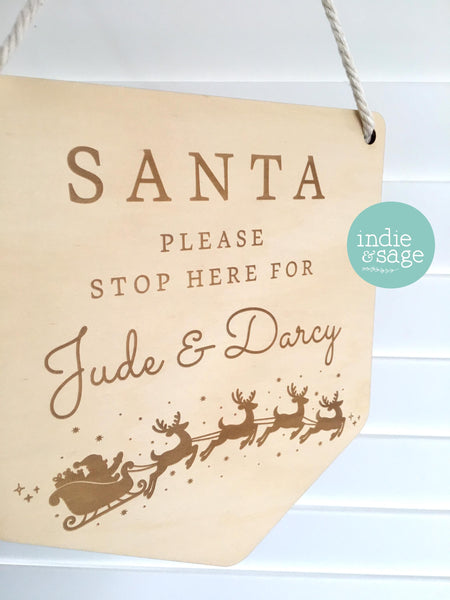 Santa Please Stop Here Personalised Sign - Santa Stop Here Sign Plaque