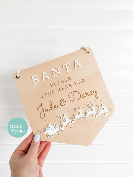 Santa Please Stop Here Personalised Sign - Santa Stop Here Sign Plaque