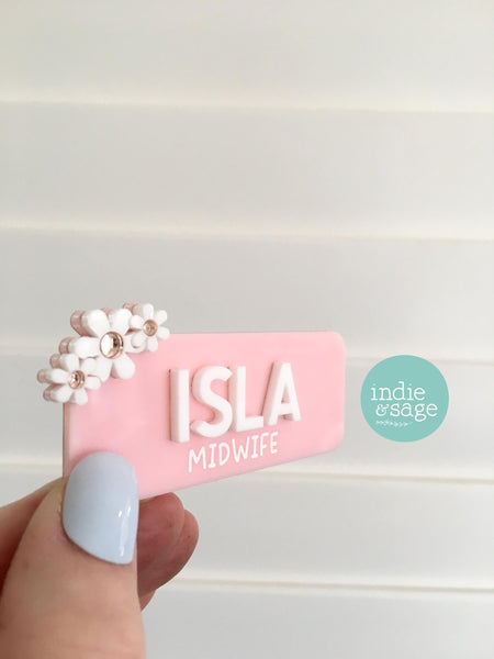 Floral Work Name Badge - Personalised Name Badge - Registered Nurse Name Badge - Custom Fun Name Badge