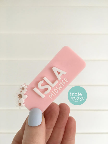 Floral Work Name Badge - Personalised Name Badge - Registered Nurse Name Badge - Custom Fun Name Badge