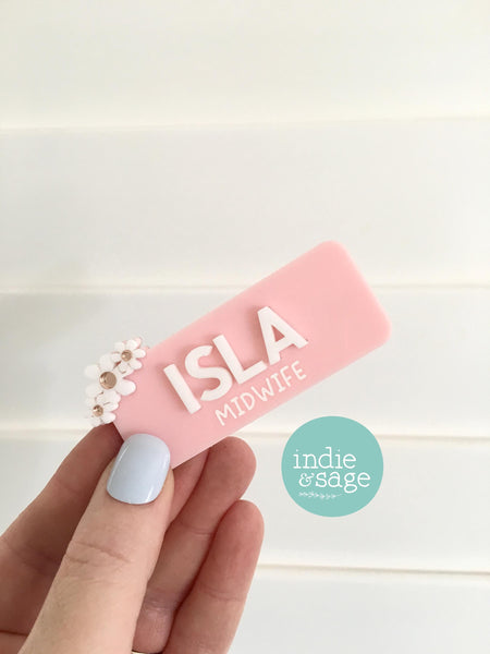 Floral Work Name Badge - Personalised Name Badge - Registered Nurse Name Badge - Custom Fun Name Badge