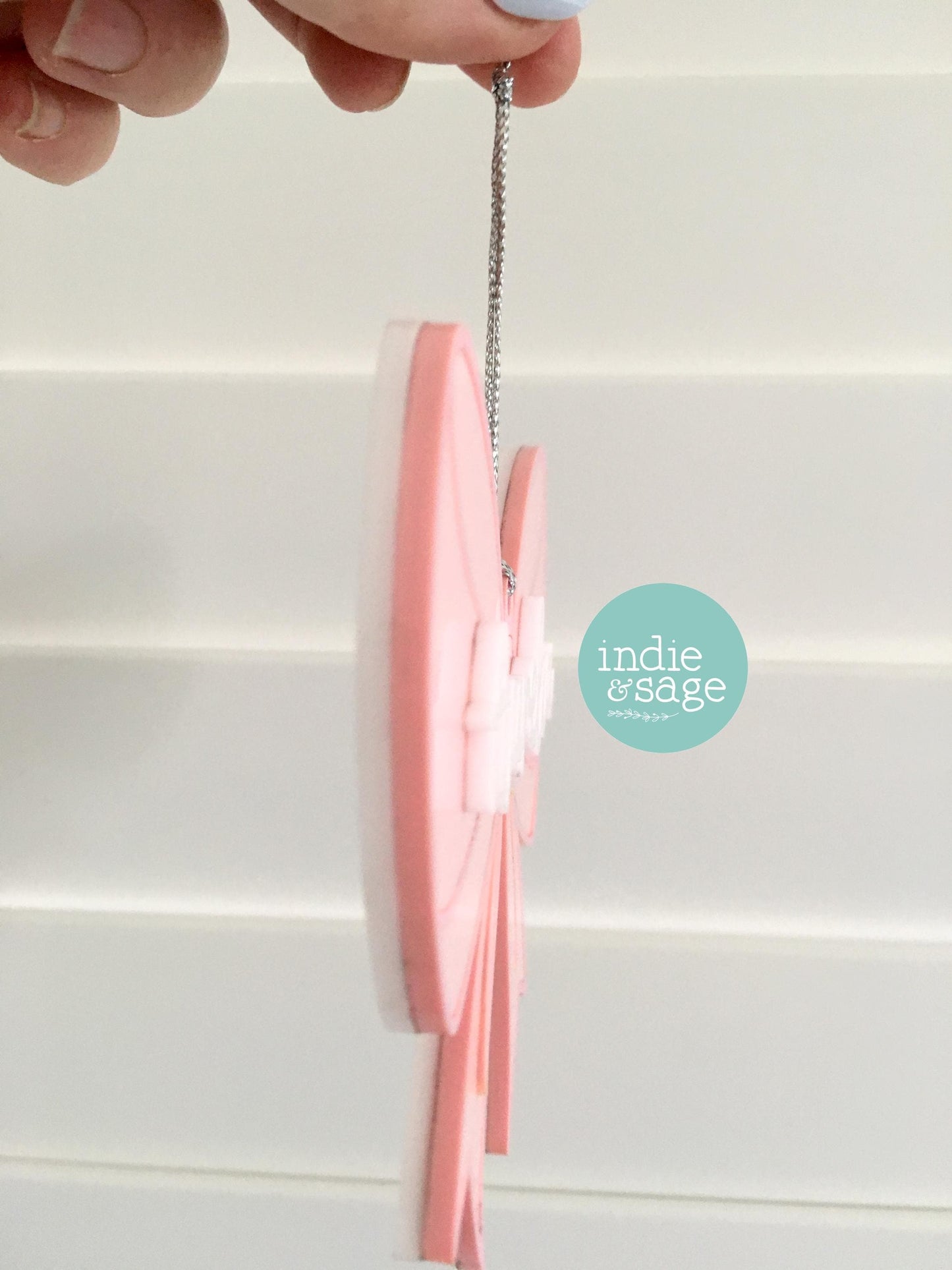 Pink Christmas Decorations - Personalised Bow Christmas Ornament - First Christmas Ornament