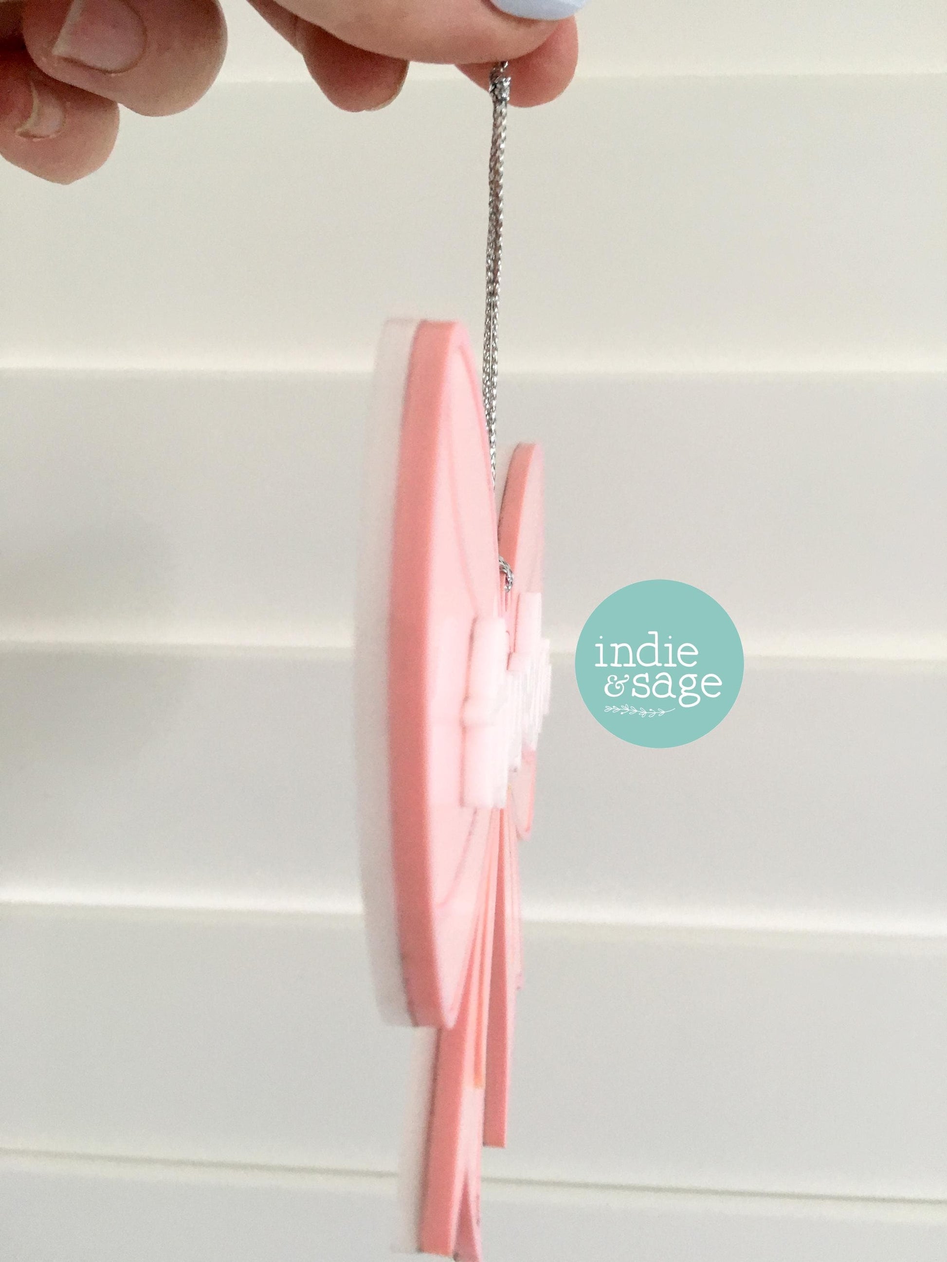 Pink Christmas Decorations - Personalised Bow Christmas Ornament - First Christmas Ornament