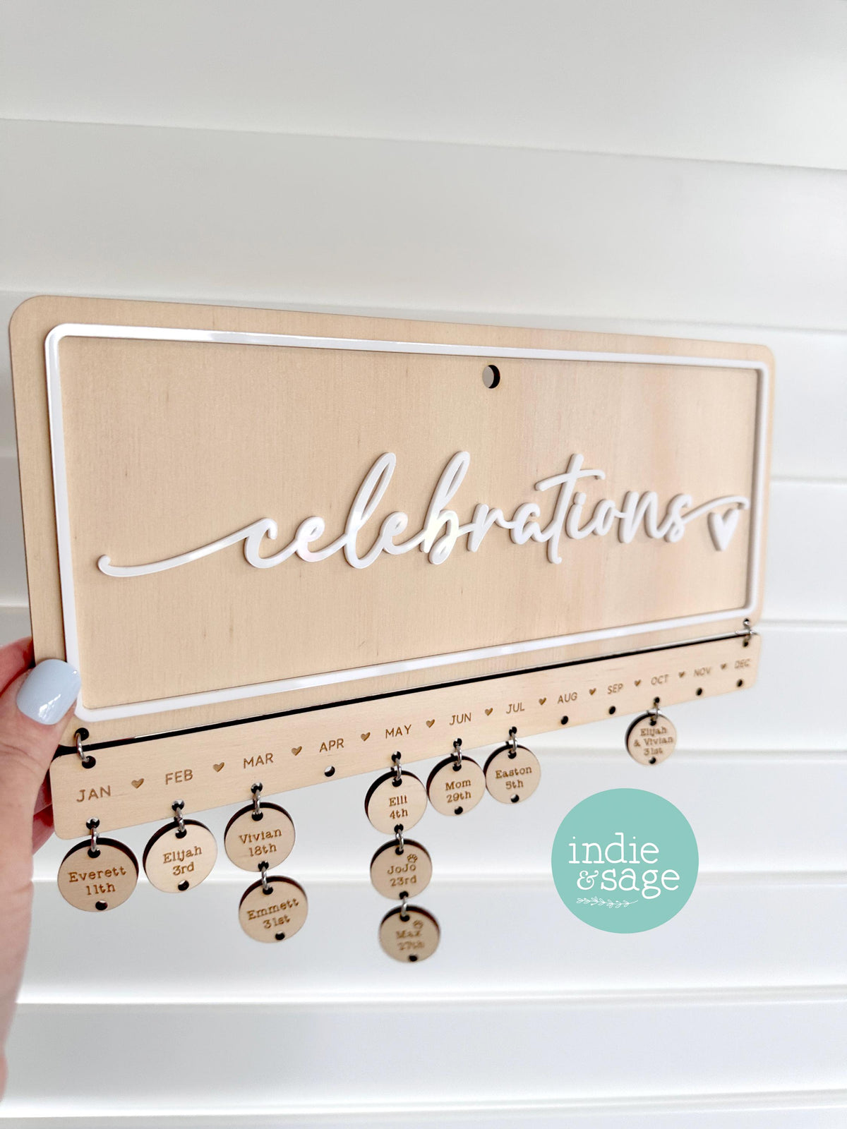 Family Celebrations Birthday and Special Occasions Calendar Sign Engraved and Personalised