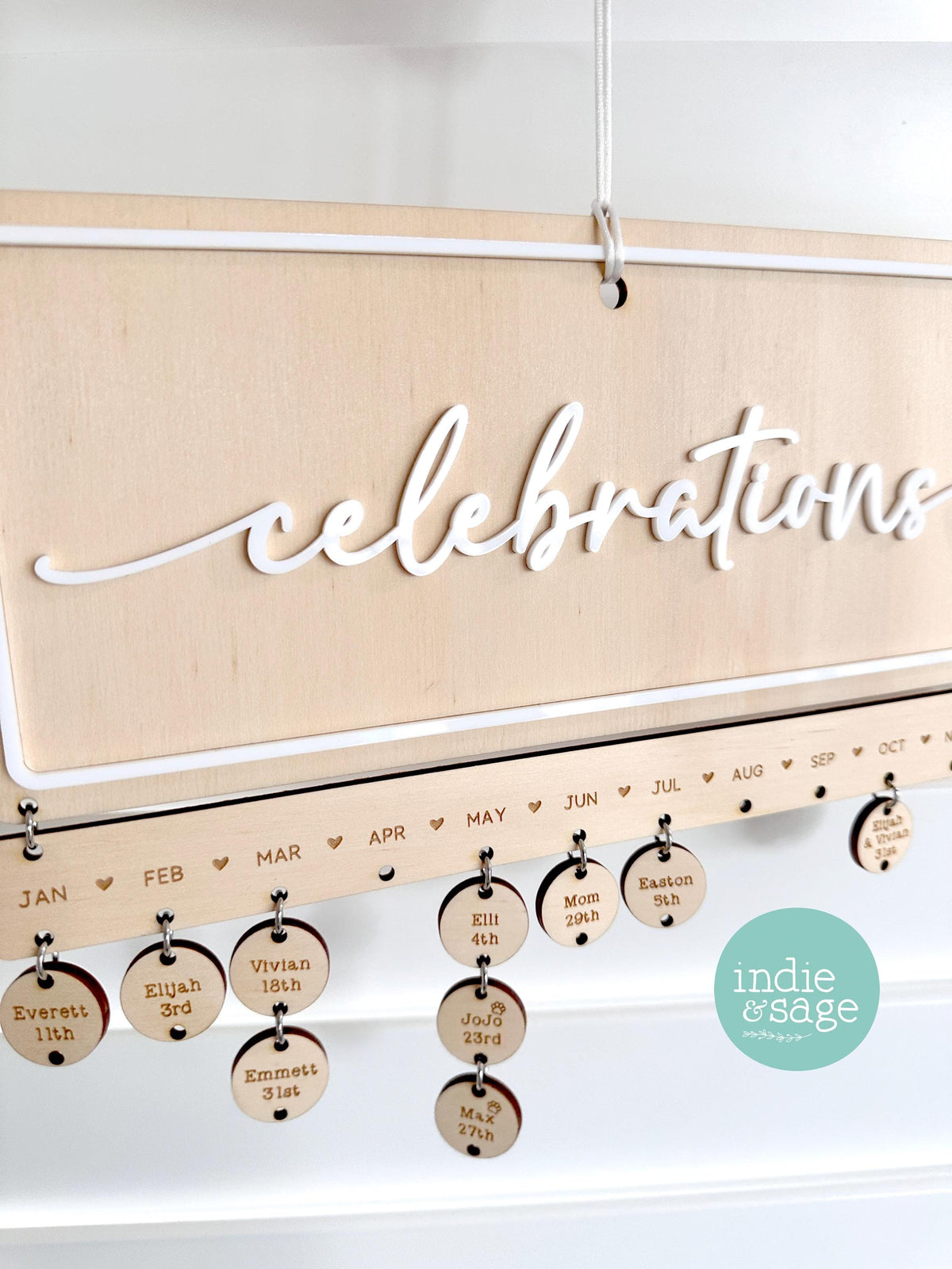 Family Celebrations Birthday and Special Occasions Calendar Sign Engraved and Personalised