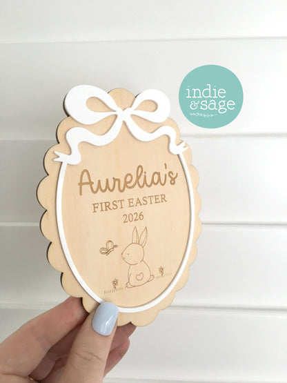 First Easter Wooden Plaque Sign - Baby Milestone Cards
