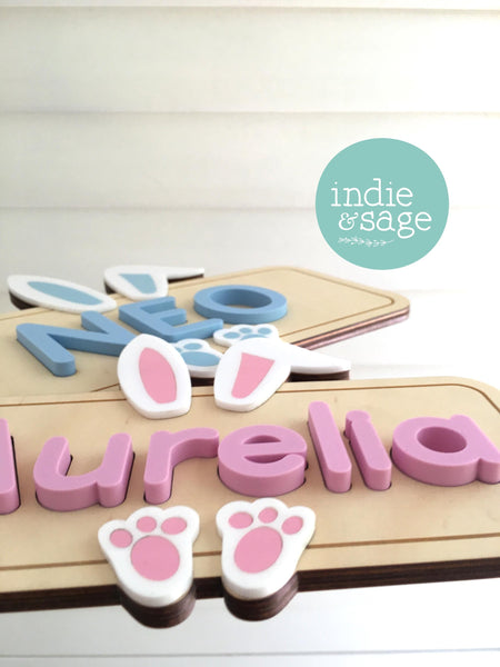 Personalised Wooden Easter Name Puzzle - Wooden Name Puzzle, First Easter Gift, Easter Gifts, Easter, Easter Bunny, Matching Easter Crate