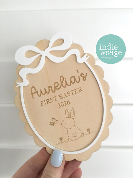 First Easter Wooden Plaque Sign - Baby Milestone Cards