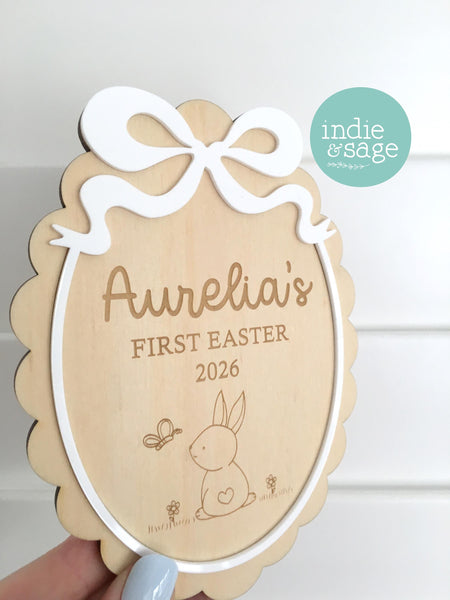 First Easter Wooden Plaque Sign - Baby Milestone Cards