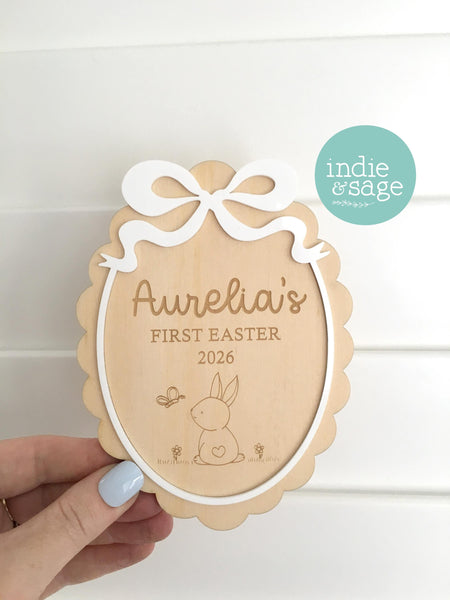 First Easter Wooden Plaque Sign - Baby Milestone Cards