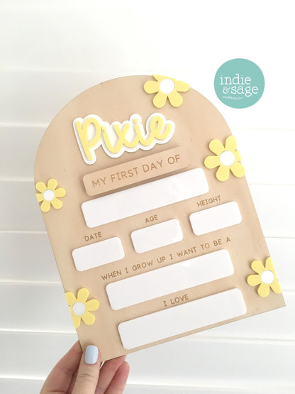 First Day of School Sign | Reusable Back to School Board | First Day Board | Kindergarten First Day | Personalised School Milestone Sign