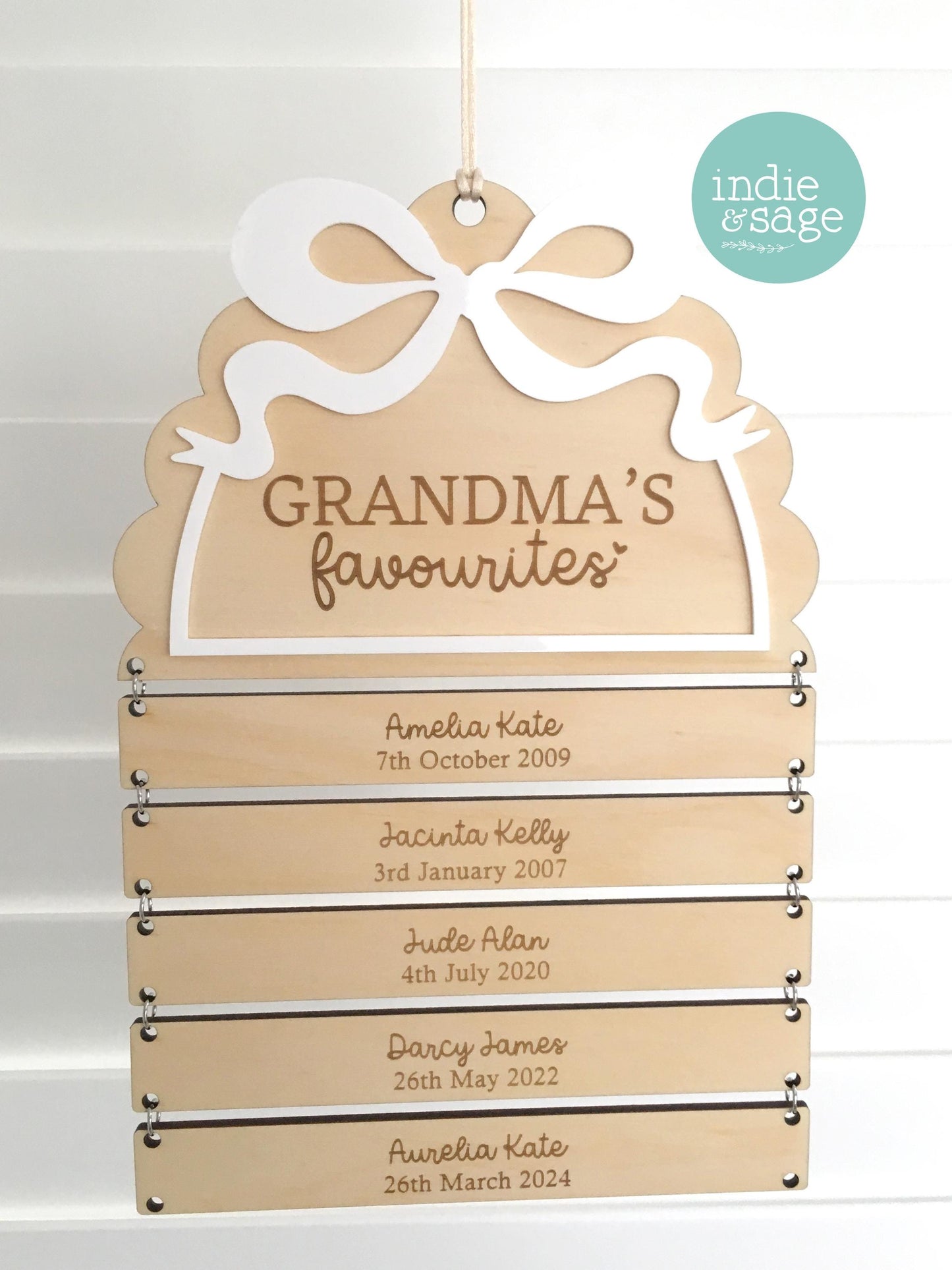 Personalised Grandma Sign with Grandchildren Names, Nana Gift from Grandkids, Mothers Day Gift for Grandma, Family Name Plaque