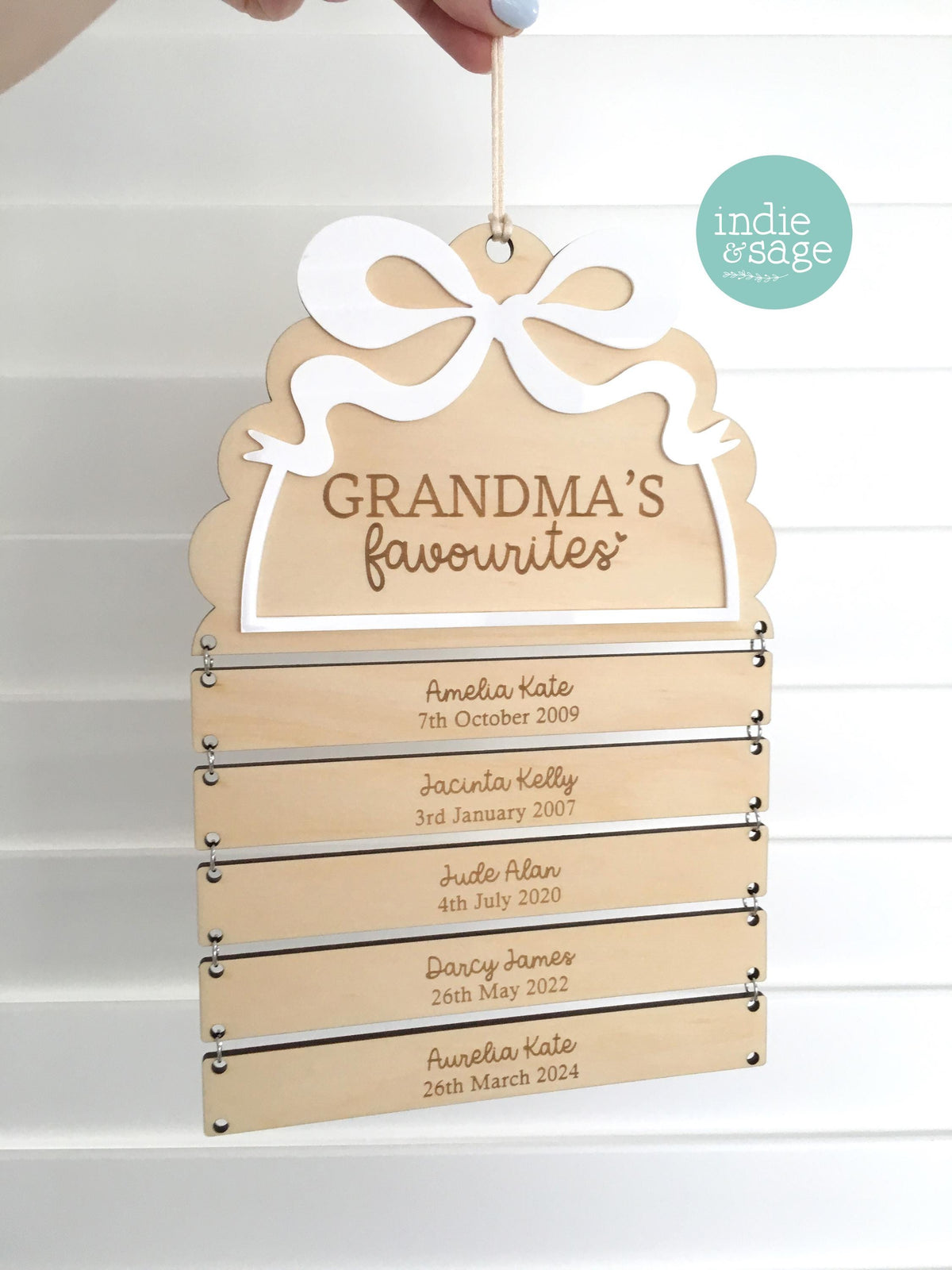 Personalised Grandma Sign with Grandchildren Names, Nana Gift from Grandkids, Mothers Day Gift for Grandma, Family Name Plaque