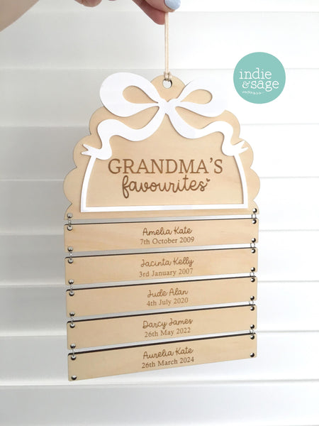 Personalised Grandma Sign with Grandchildren Names, Nana Gift from Grandkids, Mothers Day Gift for Grandma, Family Name Plaque