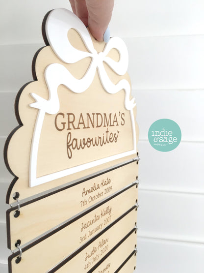 Personalised Grandma Sign with Grandchildren Names, Nana Gift from Grandkids, Mothers Day Gift for Grandma, Family Name Plaque