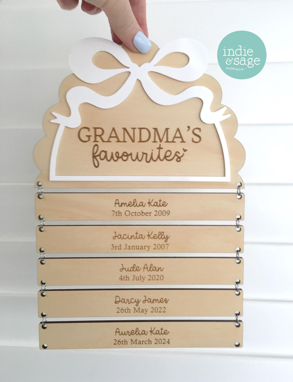 Personalised Grandma Sign with Grandchildren Names, Nana Gift from Grandkids, Mothers Day Gift for Grandma, Family Name Plaque