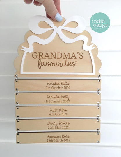 Personalised Grandma Sign with Grandchildren Names, Nana Gift from Grandkids, Mothers Day Gift for Grandma, Family Name Plaque