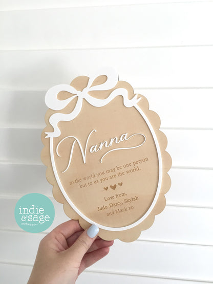 Personalised Grandparent Plaque, Nana Gift from Grandkids, Custom Engraved Mothers Day Gift, Grandma Keepsake Sign, Family Gift