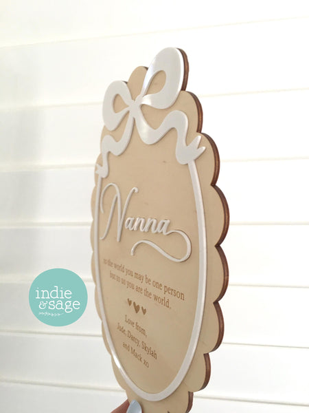 Personalised Grandparent Plaque, Nana Gift from Grandkids, Custom Engraved Mothers Day Gift, Grandma Keepsake Sign, Family Gift