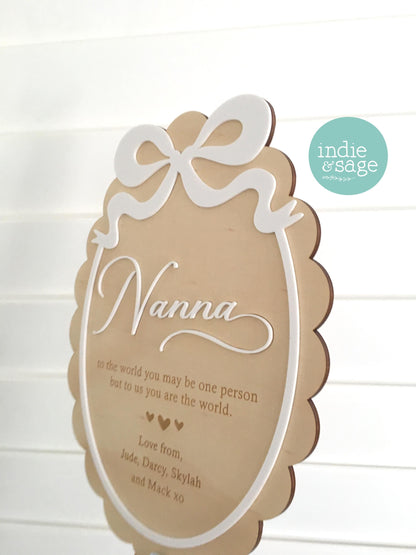 Personalised Grandparent Plaque, Nana Gift from Grandkids, Custom Engraved Mothers Day Gift, Grandma Keepsake Sign, Family Gift