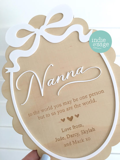 Personalised Grandparent Plaque, Nana Gift from Grandkids, Custom Engraved Mothers Day Gift, Grandma Keepsake Sign, Family Gift