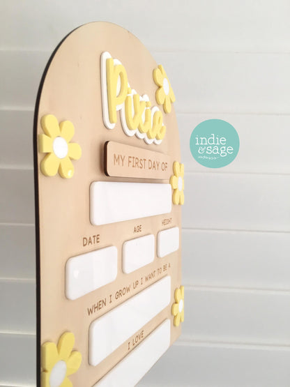 First Day of School Sign | Reusable Back to School Board | First Day Board | Kindergarten First Day | Personalised School Milestone Sign