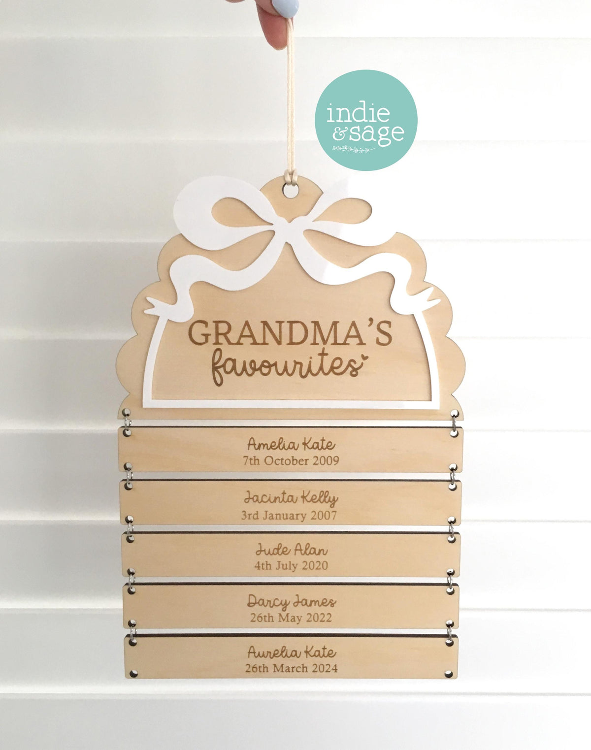 Personalised Grandma Sign with Grandchildren Names, Nana Gift from Grandkids, Mothers Day Gift for Grandma, Family Name Plaque