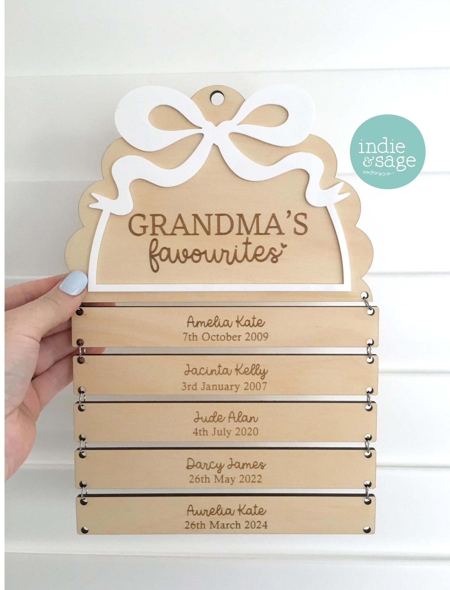 Personalised Grandma Sign with Grandchildren Names, Nana Gift from Grandkids, Mothers Day Gift for Grandma, Family Name Plaque