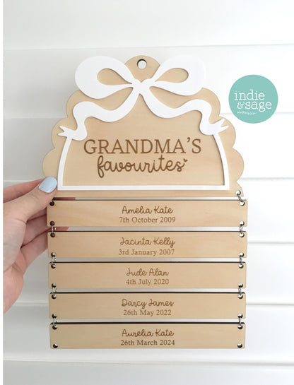 Personalised Grandma Sign with Grandchildren Names, Nana Gift from Grandkids, Mothers Day Gift for Grandma, Family Name Plaque