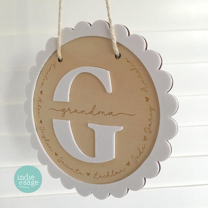 Personalised Grandma Plaque | Grandchildren Name Sign | Custom Family Keepsake Gift