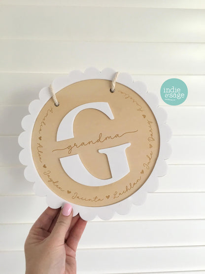 Personalised Grandma Plaque | Grandchildren Name Sign | Custom Family Keepsake Gift