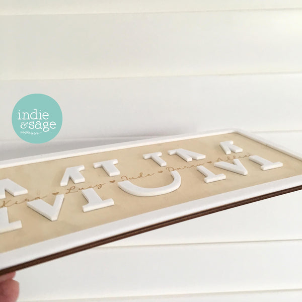 Mothers Day Plaque - Engraved Timber with Family Names & Acrylic - Gift for Mum