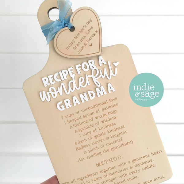 Recipe for a Wonderful Grandma | Personalised Mother's Day Gift | Mother's Day | Nanny Gift | Grandmas Gifts | Gifts from Grandchildren