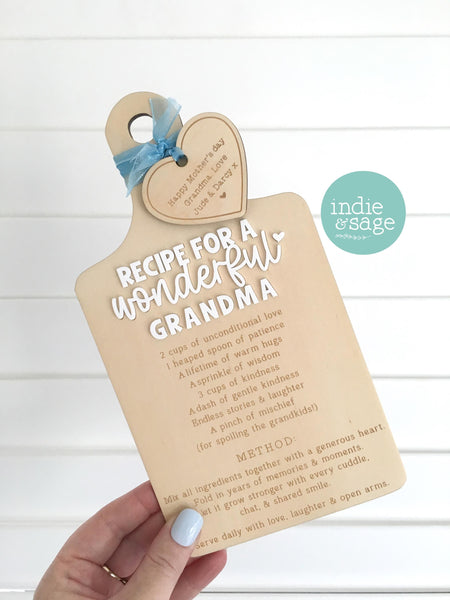 Recipe for a Wonderful Grandma | Personalised Mother's Day Gift | Mother's Day | Nanny Gift | Grandmas Gifts | Gifts from Grandchildren
