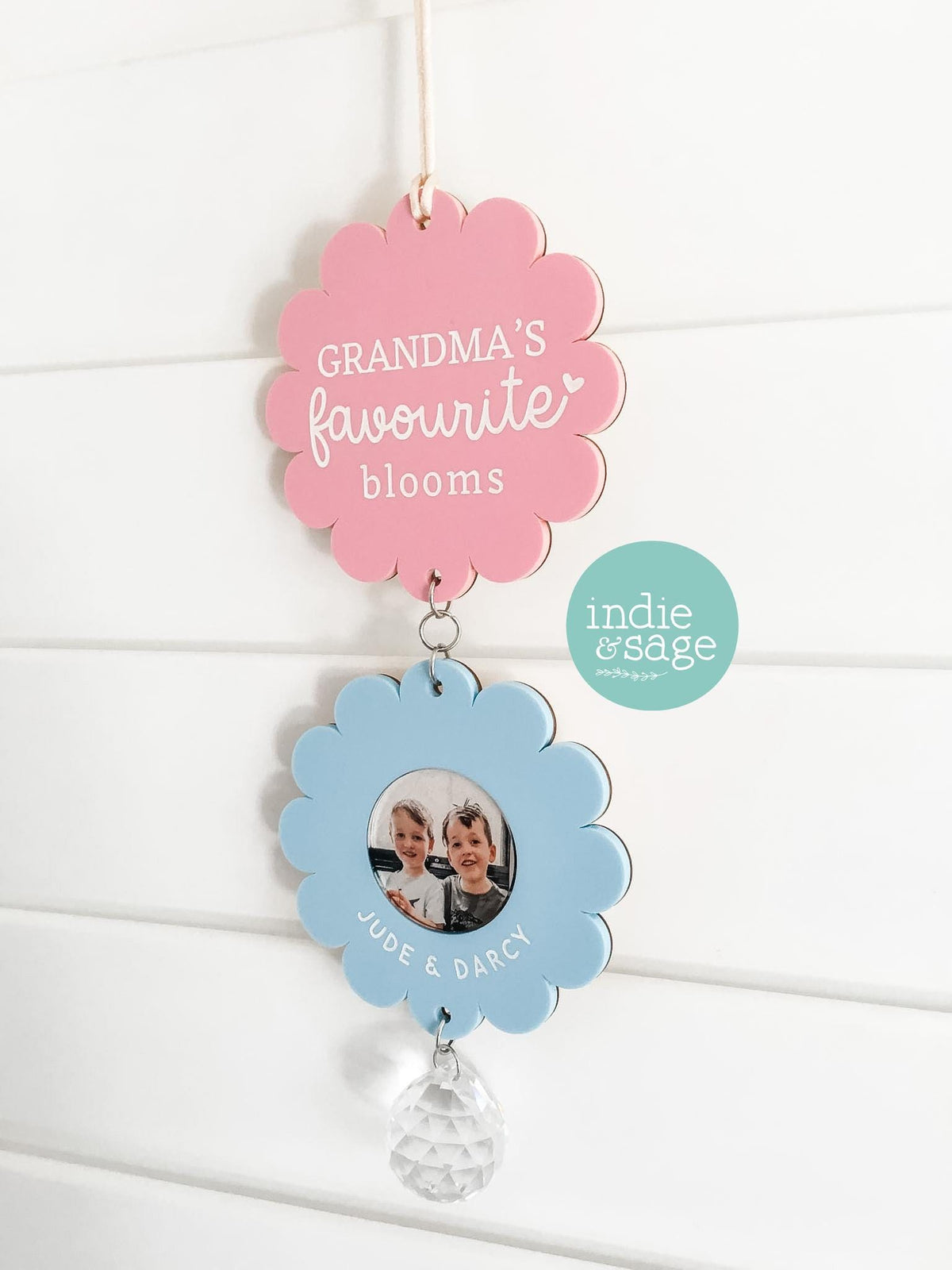 Personalised Grandma Photo Gift – Favourite Blooms Suncatcher, Custom Mother’s Day Gift, Nanna Photo Keepsake, Family Flower Wall Hanging
