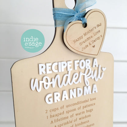 Recipe for a Wonderful Grandma | Personalised Mother's Day Gift | Mother's Day | Nanny Gift | Grandmas Gifts | Gifts from Grandchildren