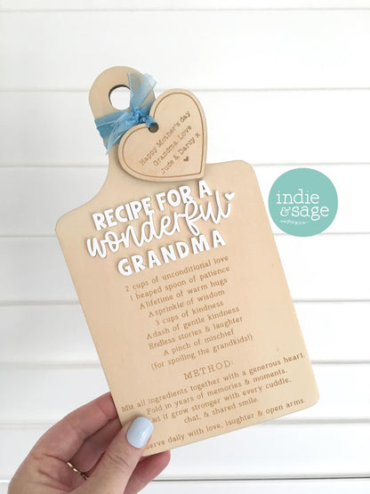Recipe for a Wonderful Grandma | Personalised Mother's Day Gift | Mother's Day | Nanny Gift | Grandmas Gifts | Gifts from Grandchildren
