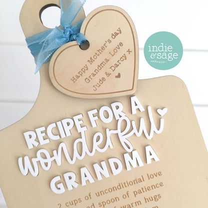 Recipe for a Wonderful Grandma | Personalised Mother's Day Gift | Mother's Day | Nanny Gift | Grandmas Gifts | Gifts from Grandchildren
