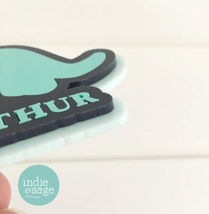 Dinosaur Bag Tag - Personalised Layered Acrylic Bag Tag for Boys | School Bag Tag | Custom School Bag Tag Keyring | Party Bag Fillers