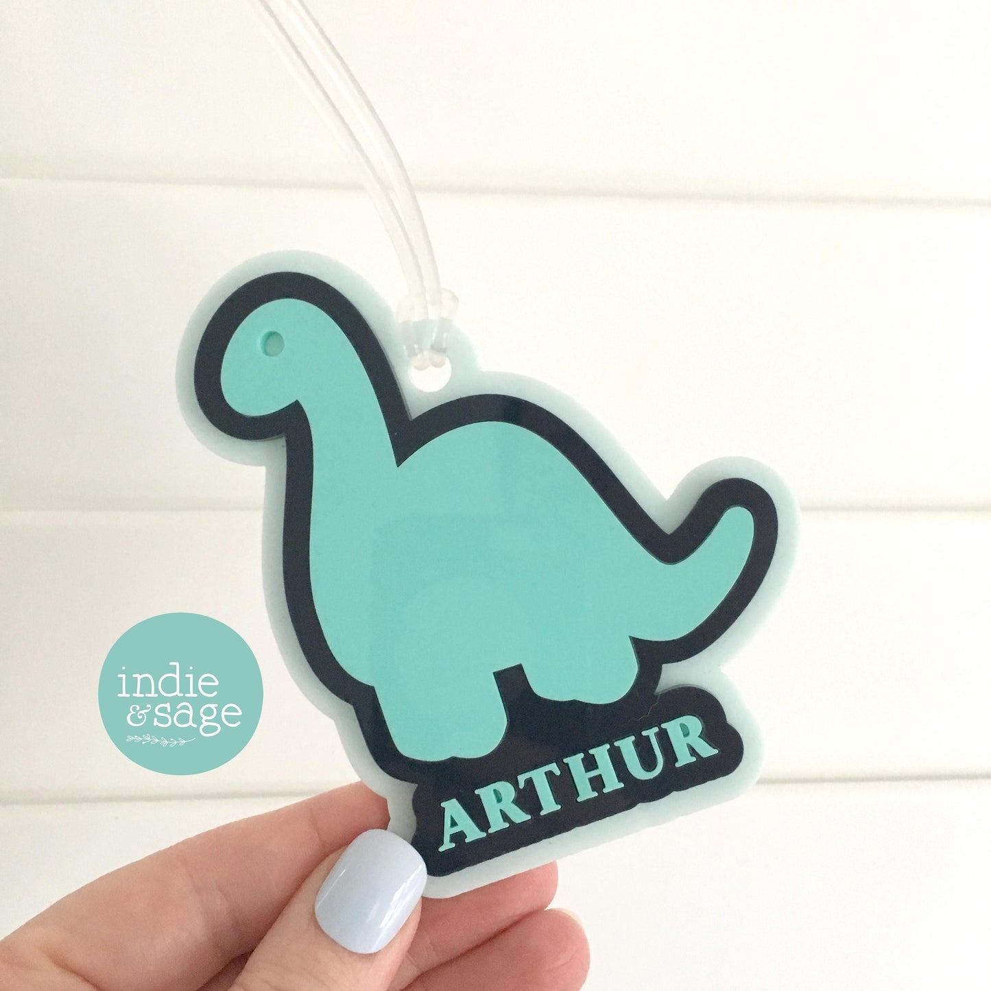 Dinosaur Bag Tag - Personalised Layered Acrylic Bag Tag for Boys | School Bag Tag | Custom School Bag Tag Keyring | Party Bag Fillers