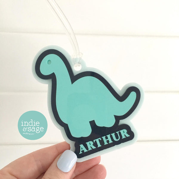 Dinosaur Bag Tag - Personalised Layered Acrylic Bag Tag for Boys | School Bag Tag | Custom School Bag Tag Keyring | Party Bag Fillers