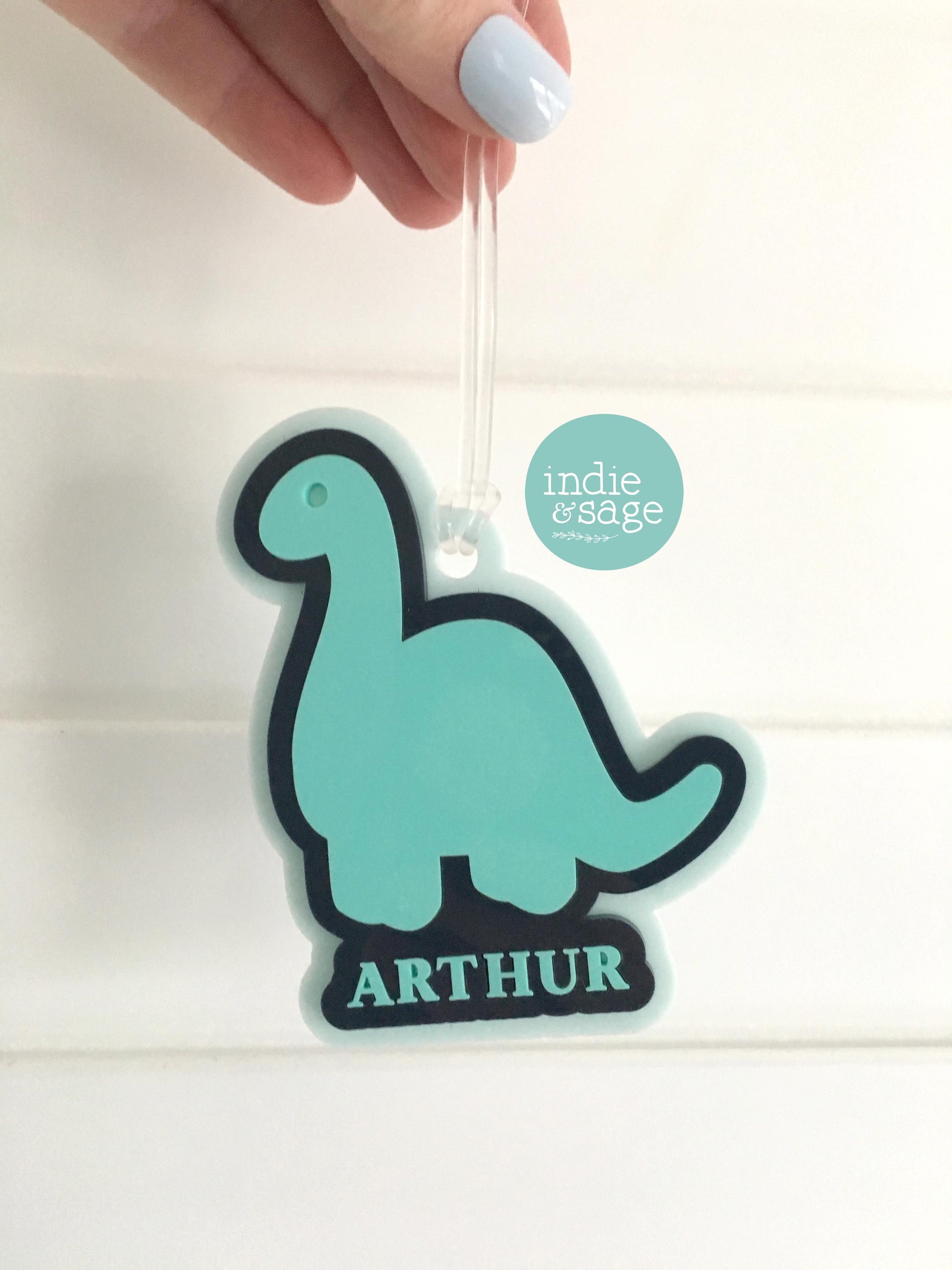 Dinosaur Bag Tag - Personalised Layered Acrylic Bag Tag for Boys | School Bag Tag | Custom School Bag Tag Keyring | Party Bag Fillers