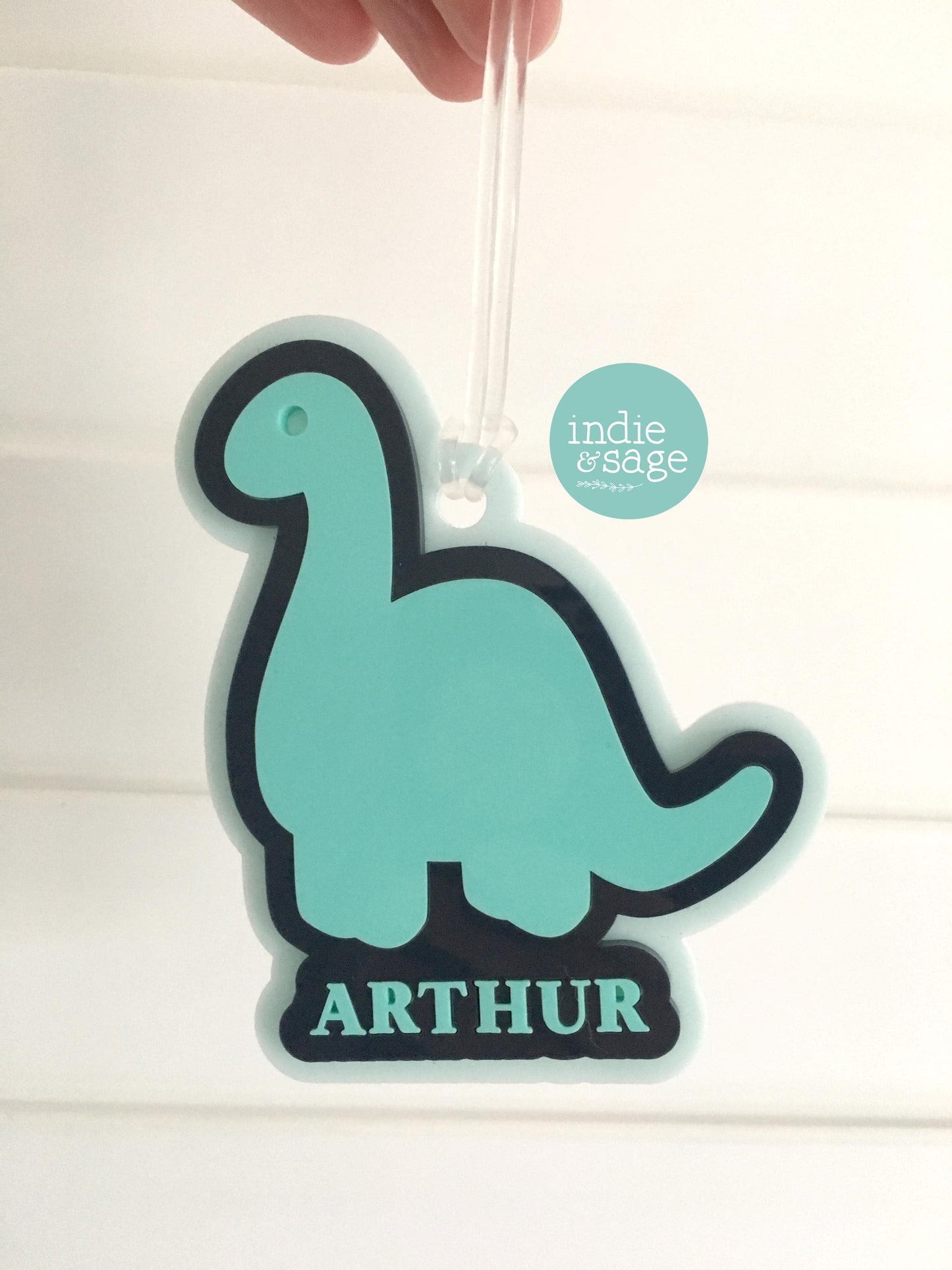 Dinosaur Bag Tag - Personalised Layered Acrylic Bag Tag for Boys | School Bag Tag | Custom School Bag Tag Keyring | Party Bag Fillers