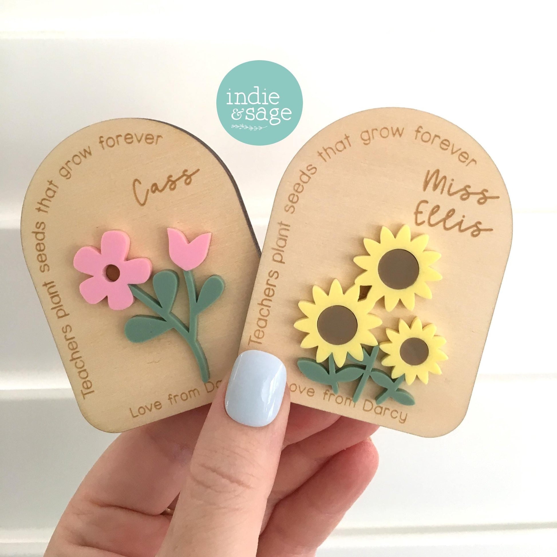 Personalised Teacher Gift Magnet | Thank You for Helping Me Grow | Custom Teacher Name Gift | End of Year Teacher Present | Student Gift