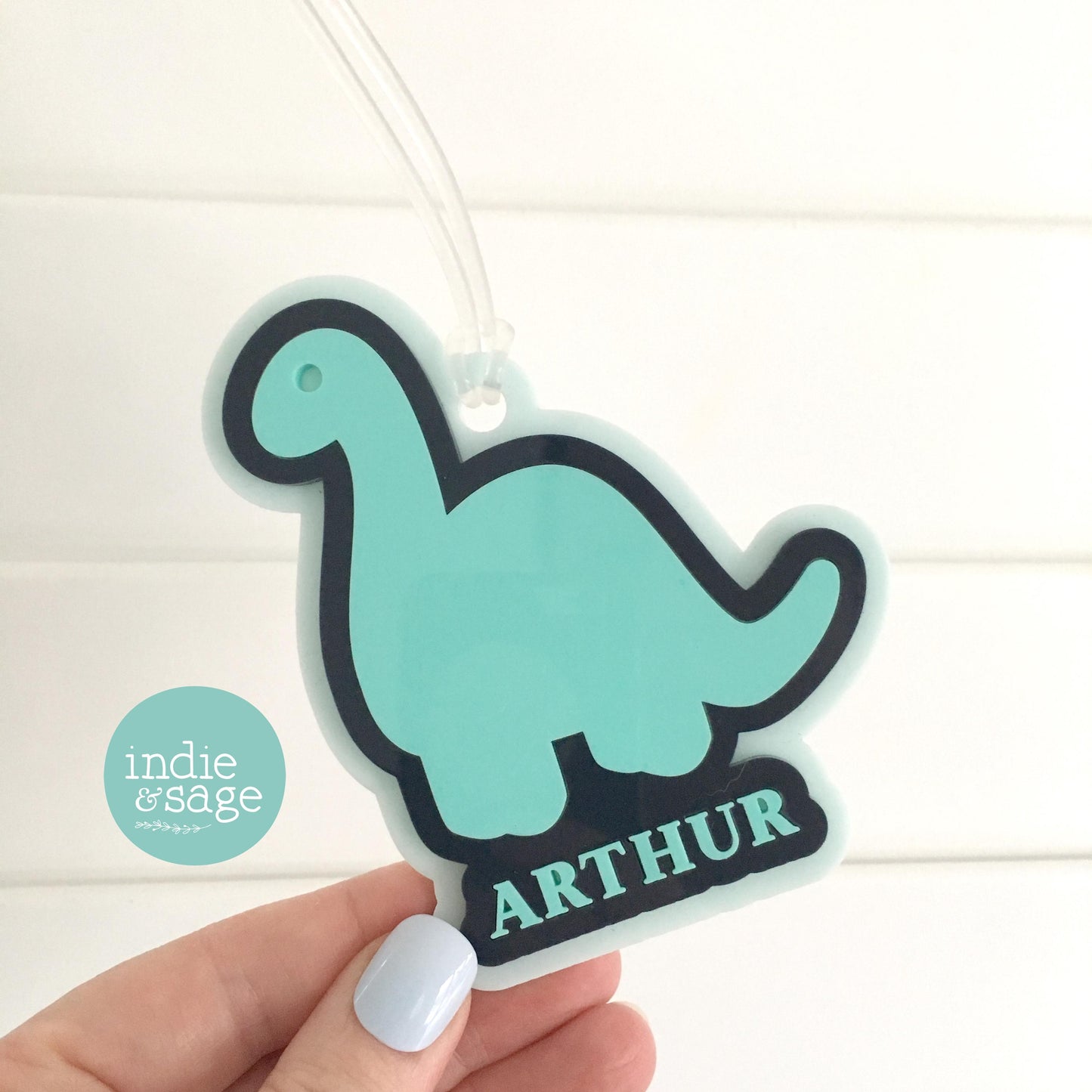 Dinosaur Bag Tag - Personalised Layered Acrylic Bag Tag for Boys | School Bag Tag | Custom School Bag Tag Keyring | Party Bag Fillers