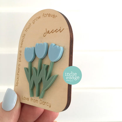 Personalised Teacher Gift Magnet | Thank You for Helping Me Grow | Custom Teacher Name Gift | End of Year Teacher Present | Student Gift