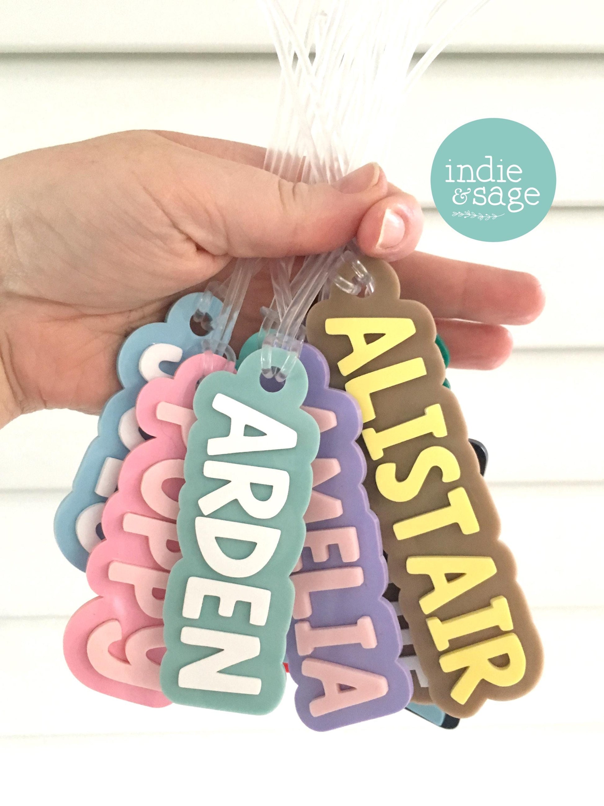 bag tag personalised in your chosen colour