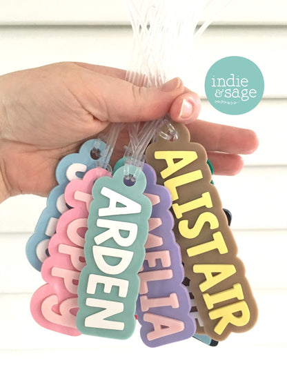 bag tag personalised in your chosen colour